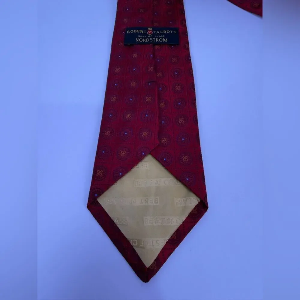 Robert Talbott Silk Tie Red Medallion Geometric Pattern Nordstrom Classic